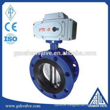 ductile iron double flange electric butterfly valve